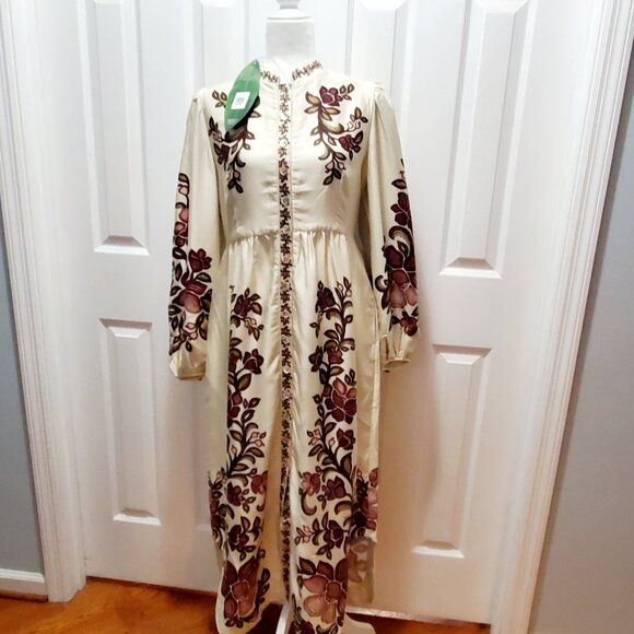 NWT FARM RIO Boho Maxi Dress Cream Floral Cottagecore Small - Picture 3 of 16